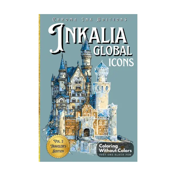 Inkalia: Global Icons – Reverse Ink Tracing Coloring Book for Adults & Teens: Trace 37 World Landmarks Using Just One Black Pen – A Travel-Sized ... Movement (Inkalia: Trace, Travel & Share) Paperback – June 12, 2025