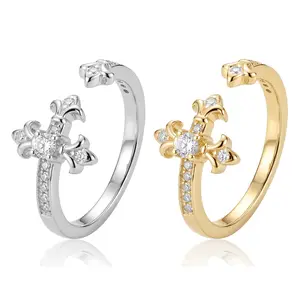 Flower Cross Adjustable Open Rings, Trendy Unique Open Ring Ring for Women Jewelry Gift, Suitable For Daily Wear