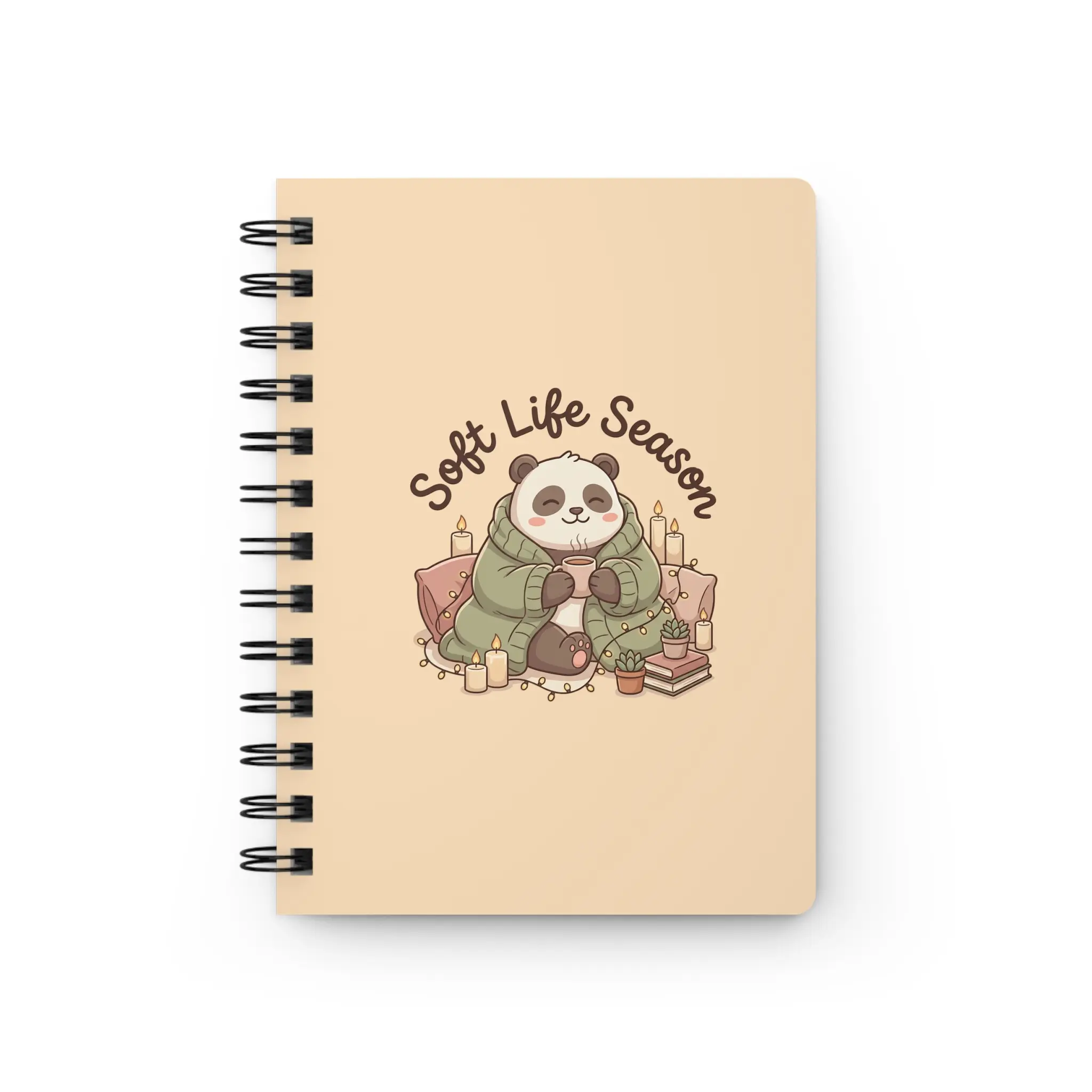 Soft Life Season Panda Cozy Spiral Bound Journal | Cute Animal Notebook