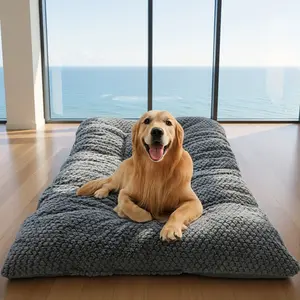 Oversized Plush Pet Bed with Headrest and Raised Rim - Thick, Ultra-Soft Polyester Dog and Cat Mattress, Extra Large Rectangular Bed for Small, Medium, and Large Dogs - Luxury Padded Bed for Large Breeds, Spacious Pet Bed for Labrador, Shaped Beds