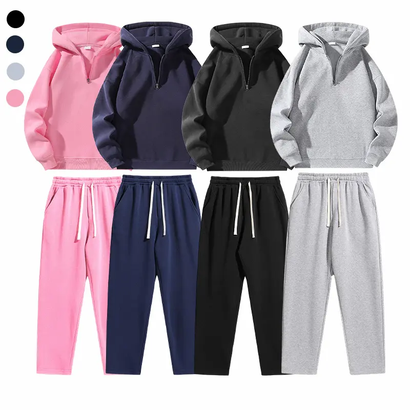 Men's 2026 New Hooded Half-Zip Loose-Fit Unisex Sport 2-Piece Tracksuit Set, Comfortable Casual Wear for Spring, Autumn, Winter Daily Use