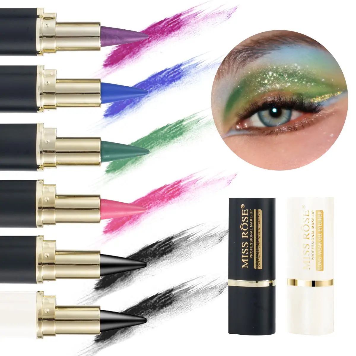 Long Lasting Gel Eyeliner, Longwear Eyeliner, 1 Count Smooth Matte Finish Eyeliner Stick, Professional Eye Makeup Products, Eye Makeup Supplies for Women & Girls, Cosmetic