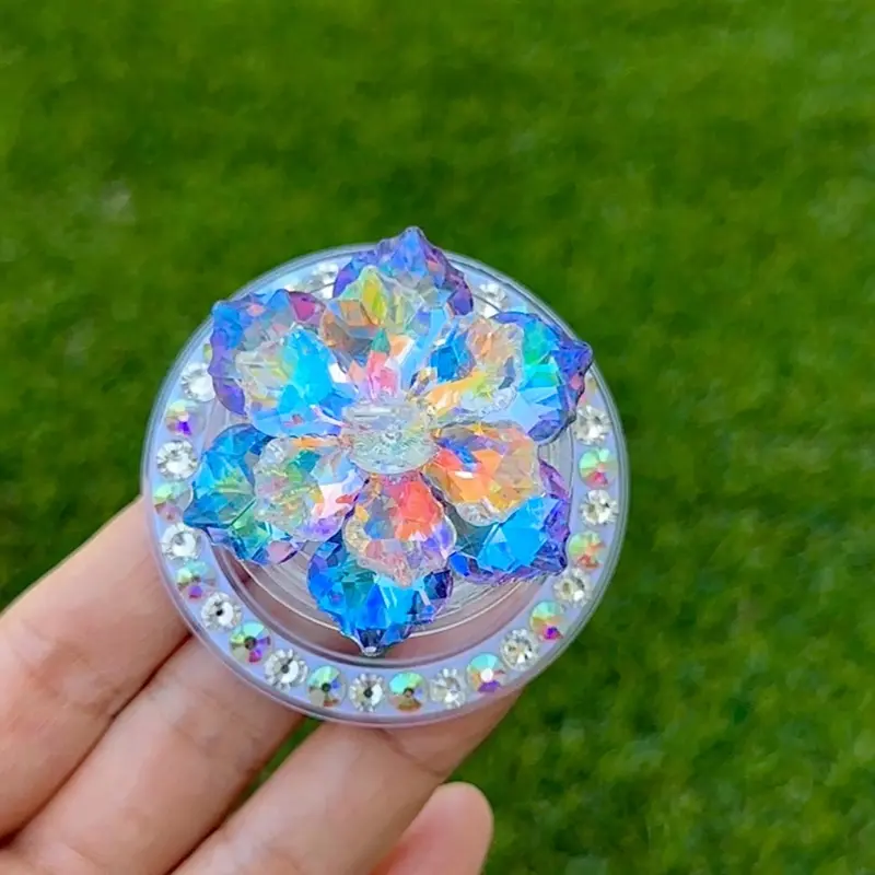 Flower Bling Bling magnet phone grip phone holder AB rhinestones ( On my TickTock Live You can choose any topper for the main piece )