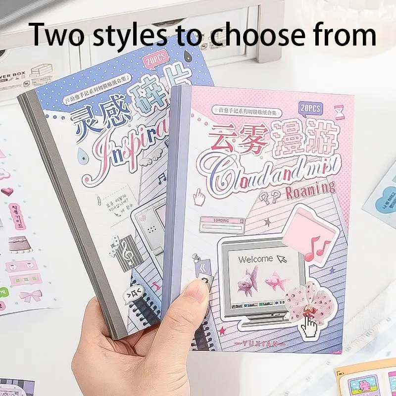 20 Sheets Paper Mr Cure Sticker Book, Decal Stickers Book, Decorative Stickers, Cutting Film Craft Diary Material, Warm Collage Decoration, Creative Theme DIY Scrapbook Notebook Album Card, Scrapbook Accessory, Crafting Kit