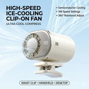 Cuijuejj 2026 Car Clip on Fan with LED Display - USB Rechargeable Personal Summer Fan, 199 Speeds Adjustable, 360° Rotation, 20Hr 3000mAh Battery, Wide Clamp for Car Sun Visor, Stroller & Desktop - Summervibes travel essen cial
