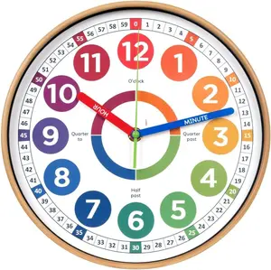 Learning Wall Clock - Silent Non-Ticking Analog 10 Inch Teaching Clock for Classrooms & Bedrooms - Makes Telling Time Easy for