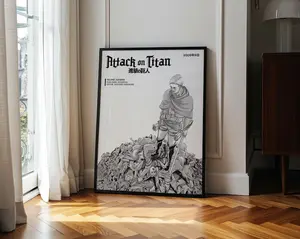Titan Anime Manga Poster, Minimalist Japanese Style Wall Art, Dark Fantasy Anime Print, Otaku Room Decor, Vintage Retro Anime Gift
