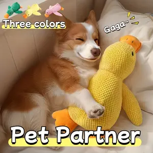[Chew Resistant Plush Toy] Interactive Yellow Duck Doll With Squeaking Sound, Three Colors - Bite Type Chew Resistant Cat And Dog Chew Plush Toy, Suitable For All Breeds Of Cat And Dog Games Fun - Chew Resistant Dog Toys, Pet Supplies&Dog Supplies&Dog Toy