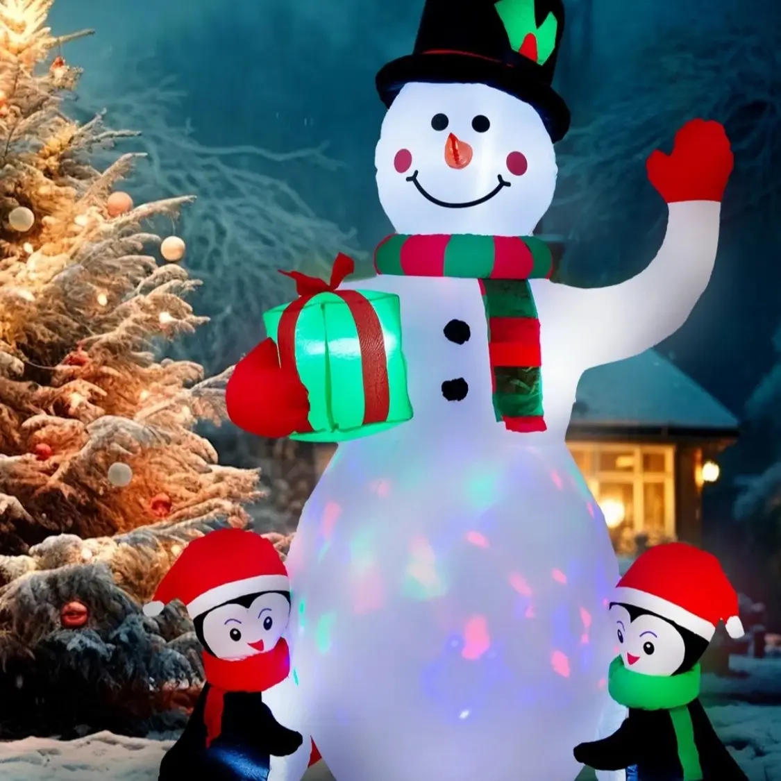 Inflatable Holiday Decor with the Snowman 6.3Ft Inflatable Christmas Decoration!
