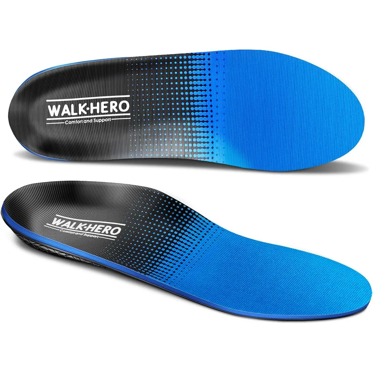 Walkhero Plantar Fasciitis Pain Relief Insoles - High Arch Support Orthotic Shoe Inserts with Deep Heel Cradle, Soft Dry 3D Foam, Anti-Fatigue, Arches, Breathable Cushioning for Flatfoot Height Boosters sohochic, 3D Foam Insoles & Heel Liners, Anti-Fatigu