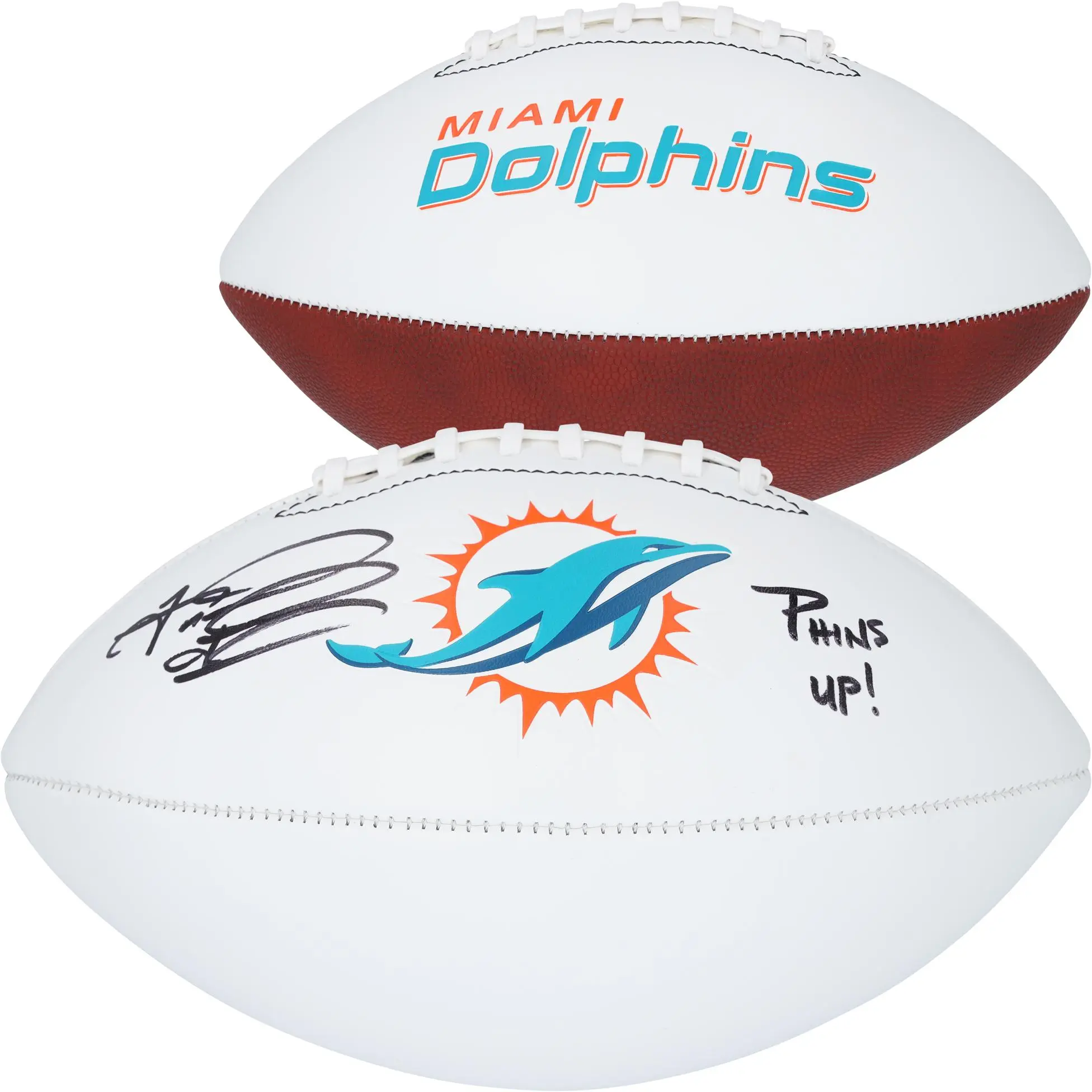 Tua Tagovailoa Miami Dolphins Autographed Franklin White Panel Football with "Phins Up" Inscription - Fanatics Authentic Certified