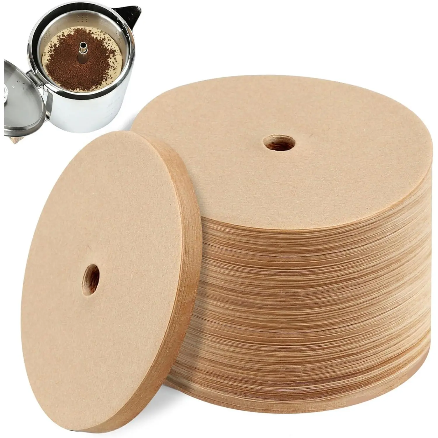 Percolator Coffee Filters  300 Count, 3.75 Inch  Unbleached Disposable Disc Coffee Filter, Round Coffee Filter Paper for Bozeman Percolator Coffee Pot Camping, , Office