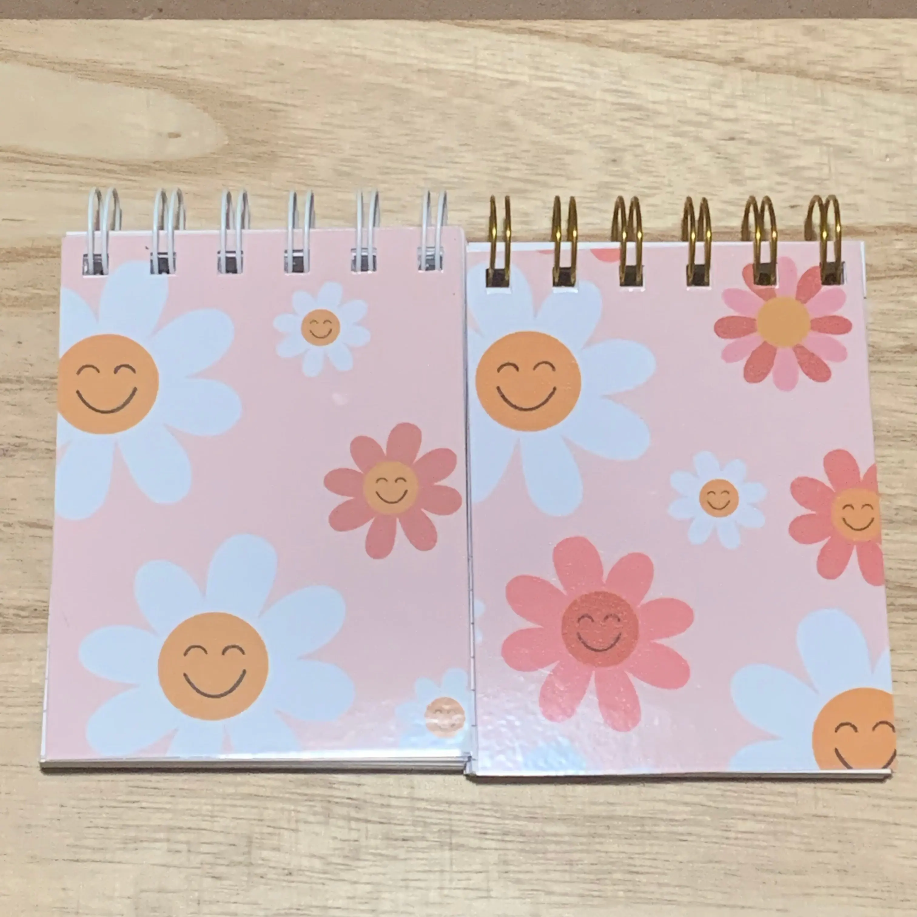 Mini Pocket Notebook - Boho Smiling Daisies Pink - 3" x 4"