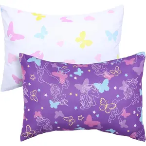 Pillowcases for Girls 13X18 12x16 14x19 Butterfly Baby Pillow Case 2 Pack Small Pillow Covers for Travel Pillow Purple White