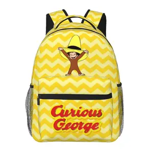 Large capacity Curious george backpack Curious george stuffed animal Laptop Backpack Curious george toys Full Print School Bookbag Shoulder Bag  Multipurpose Travel Daypack perfect for Back to School, party and holiday gifts