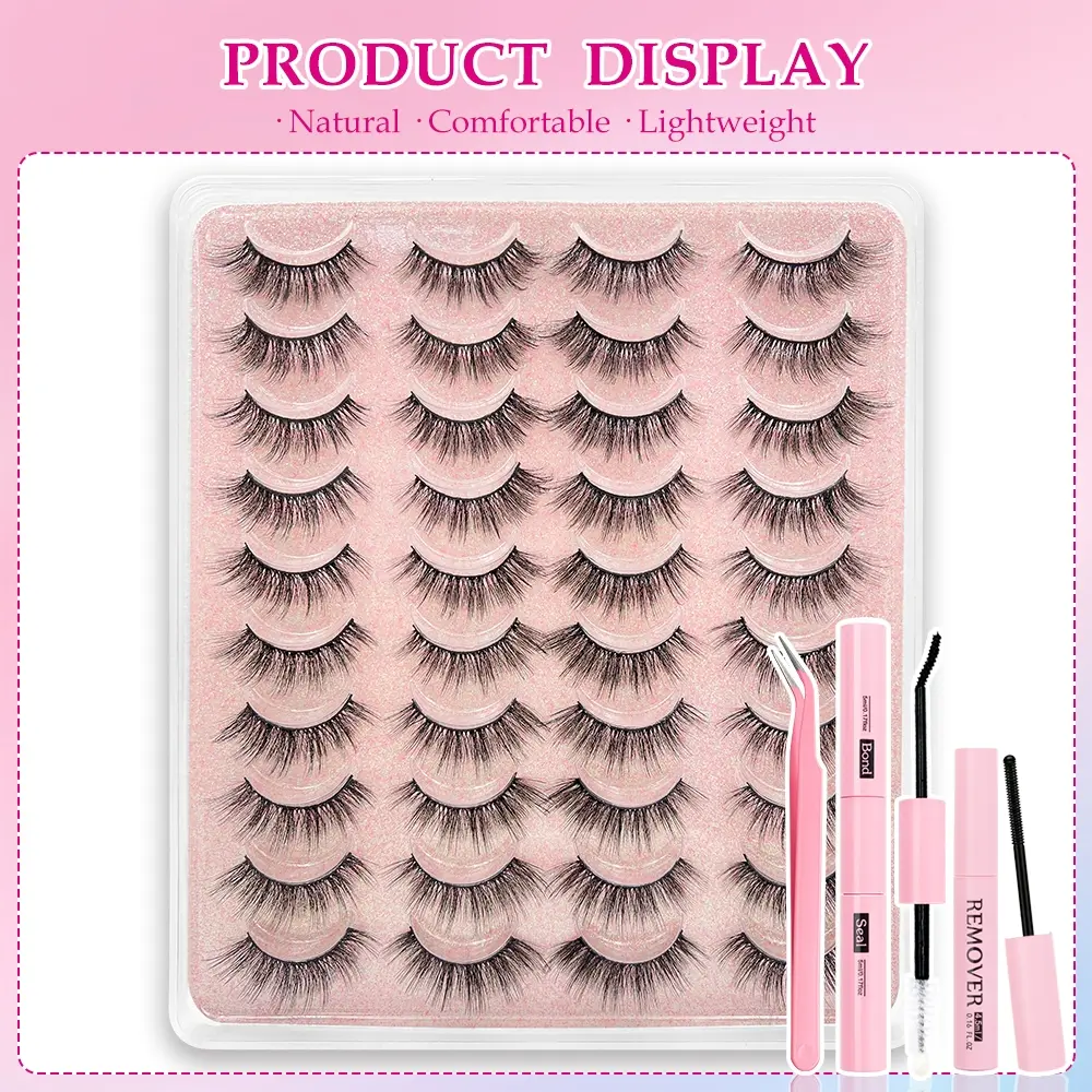 20 pairs of dreamy, soft, Lightweight, Fluffy eyelashes with natural styles, friendly for beginners, C-curved, 10-15 mm in length, makeup-grade false eyelashes, Cosmetic