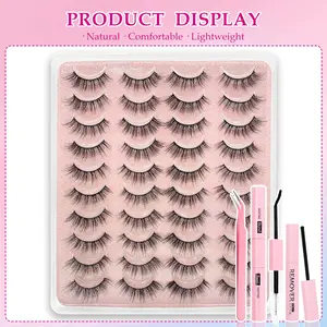20 pairs of dreamy, soft eyelashes with natural styles, friendly for beginners, C-curved, 10-15 mm in length, makeup-grade false eyelashes, Cosmetic