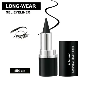 Black eyeliner, liquid eyeliner, quick-drying gel eyeliner, waterproof eyeliner brush, multi-functional solid gel eyeliner, thick solid gel, smooth and easy to apply, 24-hour long-lasting smoky eye makeup