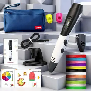 06a Super 3D Printing Pen, Includes 3D Pen, 12 Colors of Pla Filament Refill, Stencil Guide, User Manual, Creative DIY Tool