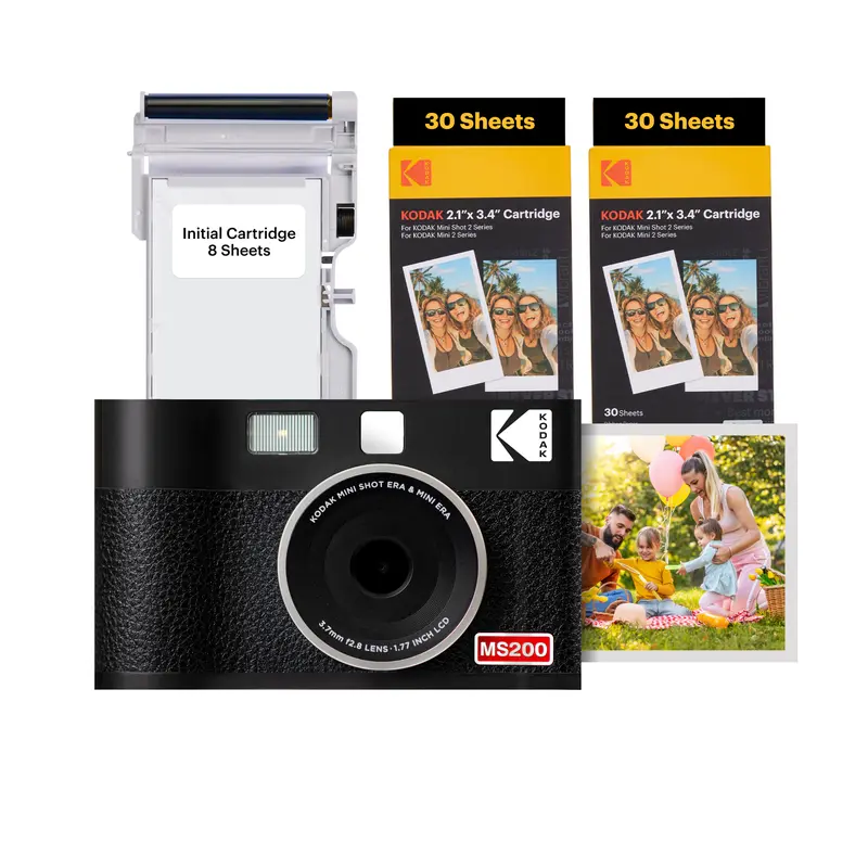KODAK Mini Shot 2 ERA 4PASS Portable Photo Printer, 2.1x3.4 inches, 68 Sheets Bundle