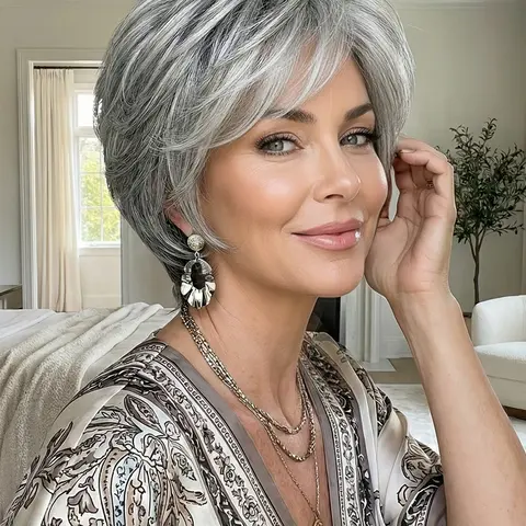Short Bob Wig, straight bob wigs, 10 Inch Heat Resistant Synthetic Hair for Women, Fashionable and Casual Medium Length Hairstyle, Synthetic Material Wigs