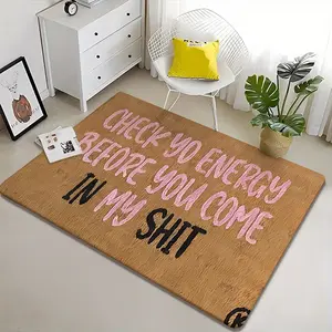Cool Attitude Energy Check Themed Doormat, Unique Soft Decoration for Entryway Vibe, Stylish Rug for Trendy Home Aesthetic, Durable Decorative Mat