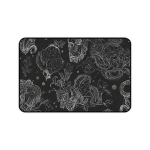 Gothic Floral Desk Mat - Elegant Home Office Decor, Gaming Mouse Pad, Unique Gift for Artists, Minimalist Decor, Black & White Art