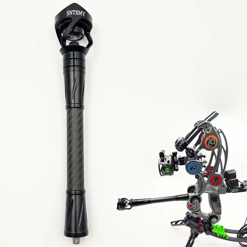 10-in Carbon Fiber Compound Bow Stabilizer - Outdoor Archery Accessory with Adjustable Weights, Vibration Dampening, Noise Reduction for Hunting and Target Shooting