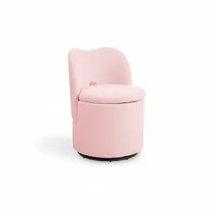 Swivel Vanity Chair with Storage - 360° Upholstered Makeup Stool - Soft Padded Backrest - Ideal for Bedroom, Living Room, Dressing Room - White, Beige