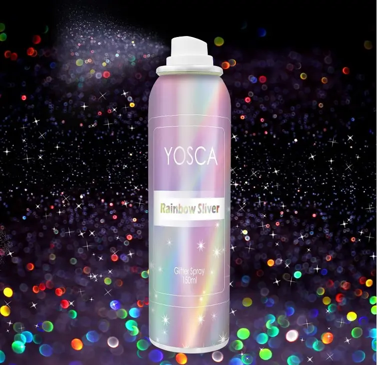 YOSCA Body Glitter Spray, 150ML Holographic Glitter Hairspray, Shiny Glitter Spray for Hair Body Clothes, Quick-Drying and Long-Lasting Shimmer Powder for Festival Music Concert Party Rave Accessories