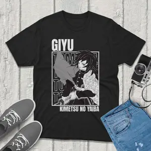 Giyu Tomioka Kimetsu no Yaiba Demon Slayer T-Shirt Anime Graphic Tee Vintage Streetwear Unique Design Perfect for Gamers & Anime Fans!