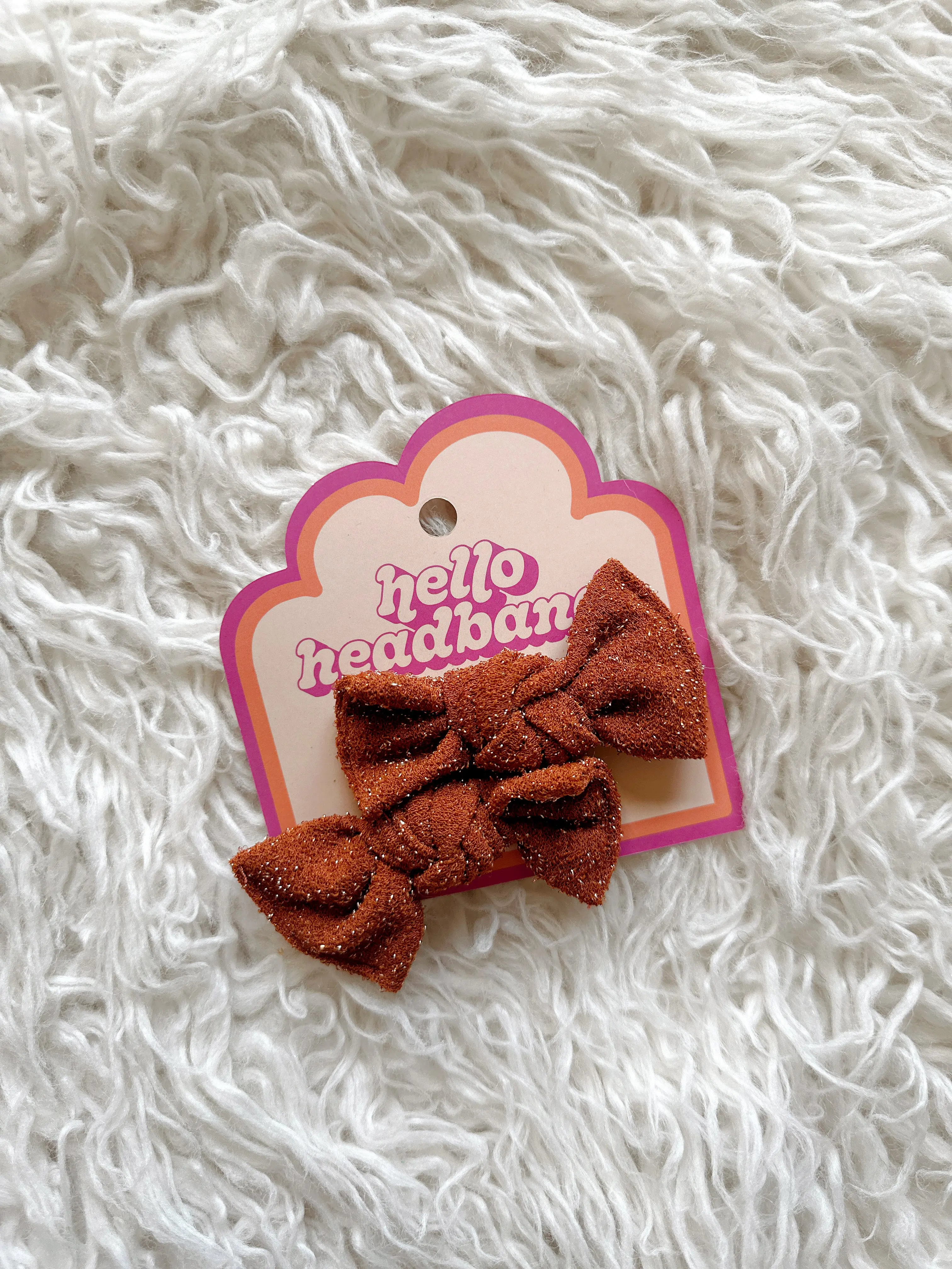 Textured Pigtail Clip Set - Pumpkin Spice Sparkle