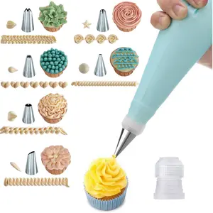 Reusable Stainless Steel Icing Tips Set, Includes 6 Icing Tips, Eva Storage Bag & Adapters, Cake Decoration & Cream Filling Tool