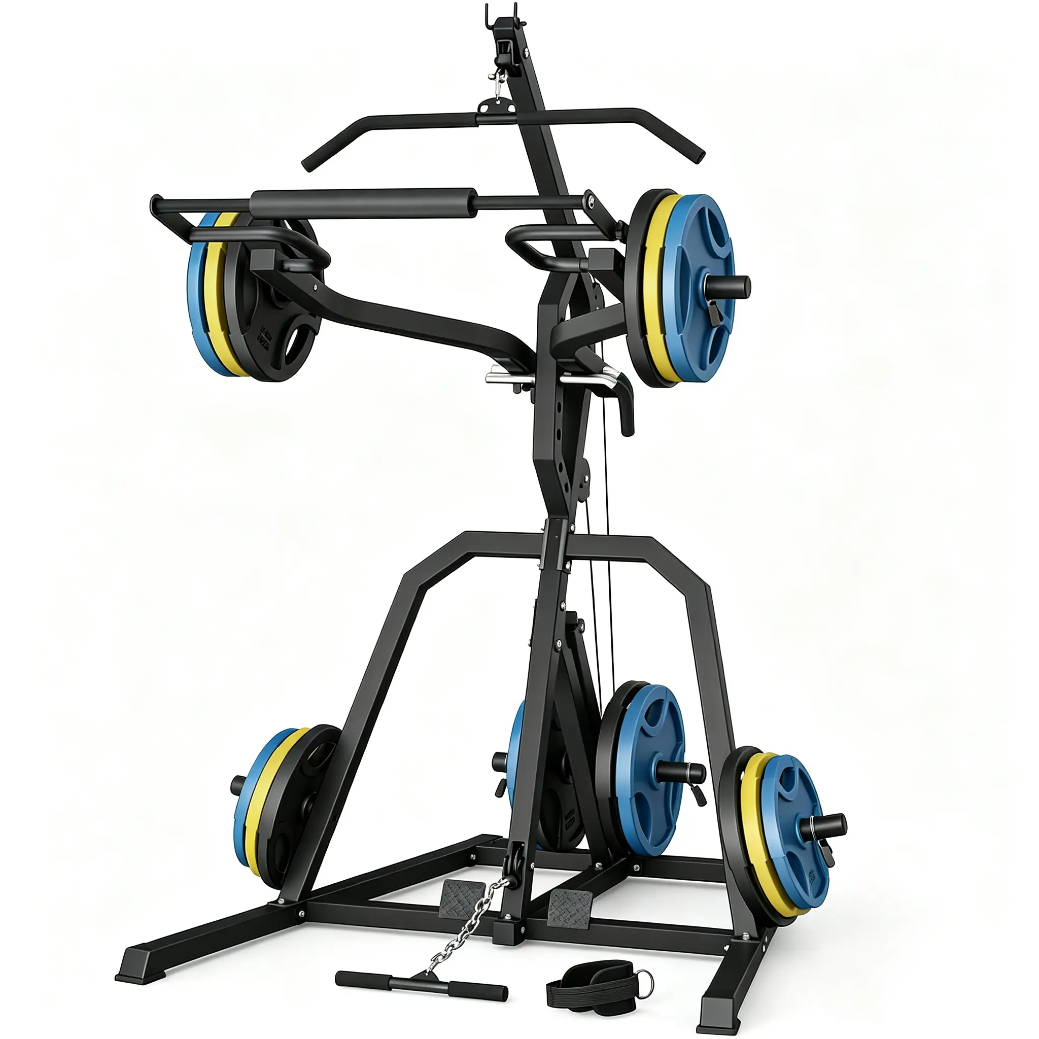 DONOW Leverage Gym Power Rack Squat Rack Lever Gym with LAT Low Row System Home Gym System Workout Station 2:1 Ratio