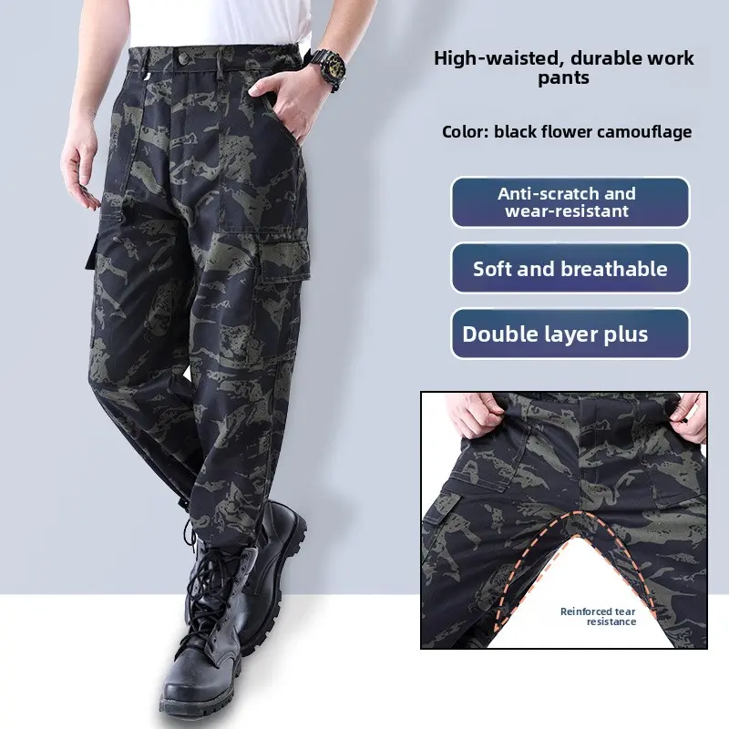 Overalls large size plus gear electric welding work pants handling auto repair building wear-resistant loose labor pants casual trousers