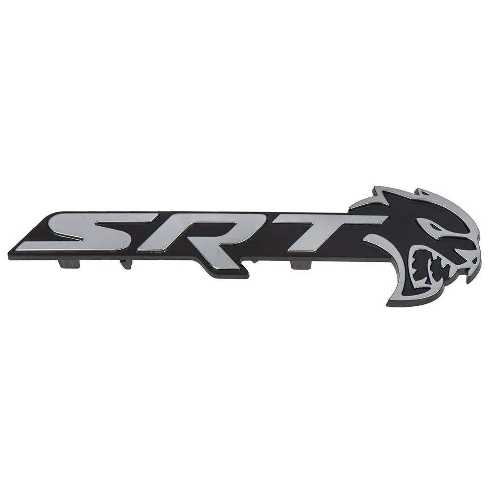 SRT Hellcat Front Grille Emblem Badge Replacement for Dodge Challenger 2018-2023 & Charger, Black-Red Chrome 1-Pack Exterior Upgrade, Automotive Vehicle Accessory, Vehicle Exterior Decal Sticker, Vehicle Exterior Decoration