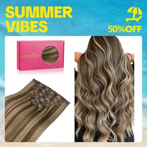 WENNALIFE Clip in Hair Extensions 120g-150g Balayage Chocolate Brown to Caramel Blonde Remy Hair Thicker Double Weft Extensiones Clip In Real Hair Coloured #Summervibes