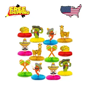 12pcs Fiesta Mexican Party Table Decoration Centerpiece - 8” Paper 5 Cinco De Mayo Table Decoration