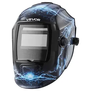 VEVOR Welding Helmet Auto Darkening, 3.66x 1.69 True Color Welding Hood, Solar Powered Welder Mask 2 Arc Sensors, Shade 4/9-13 for TIG MIG ARC Weld Grinding - CRIUS Series (Blue Lightning Pattern)