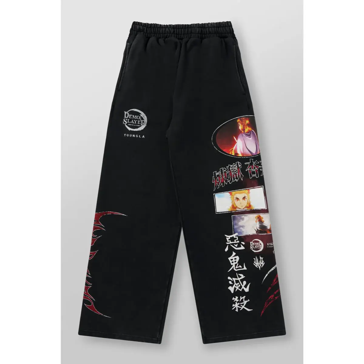 Men’s Oversized Yla Graphic Sweatpants Black Streetwear Anime Print Baggy Joggers