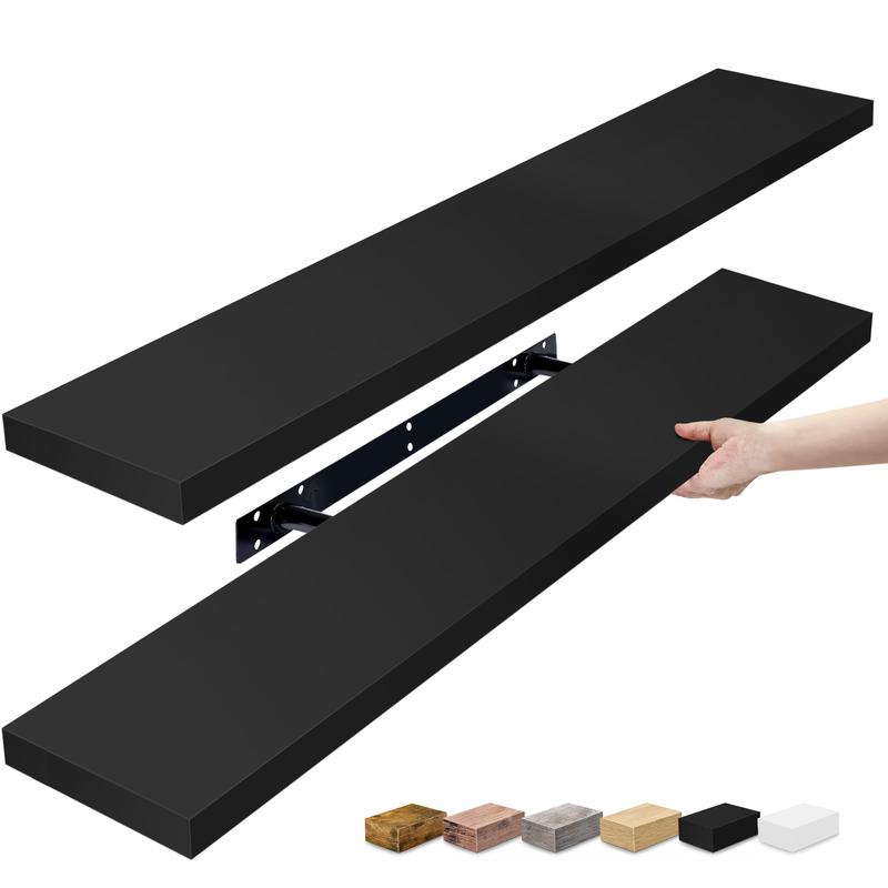 Sorbus Long Floating Shelves For Books Media and Decor (2 Pack) Matte Set