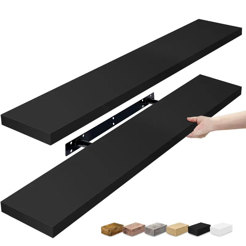 Sorbus Long Floating Shelves For Books Media and Decor (2 Pack) Matte Set