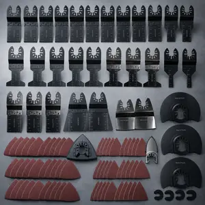 98PCS Oscillating Tool Blades Kit, Universal Quick-Release Multi Tool Blades with Sanding Pads & Sandpaper, Oscillating Saw Blades for Wood, Metal & Plastic, Fits Dewalt, Milwaukee, Makita, Ryobi, Bosch, Fein