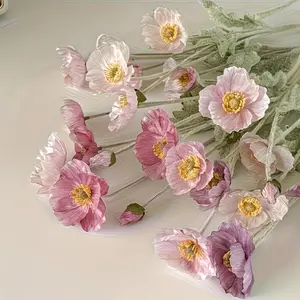 8-Pack Vibrant Four-Color Artificial Poppy Flowers, Faux Flowers, Multi-Purpose Seasonal Decor, Perfect for Home, Halloween, Easter, Hanukkah, Thanksgiving