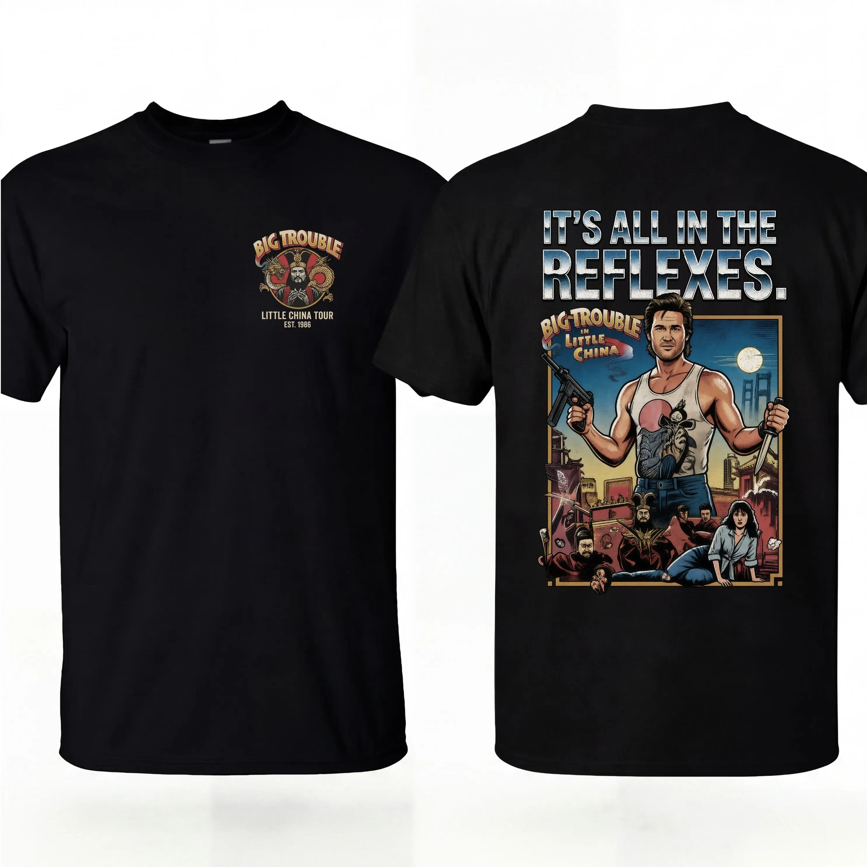 It's All In The Reflexes Shirt Big Trouble In Little China Shirt, Jack Burton Shirt, Vintage 80s Action Movie Graphic T-shirt, Unisex Clothing, Gift For Her, MADE IN USA