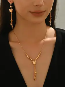 Fashionable Vintage Style Tassel Pendant Necklace & Dangle Earrings, Fashionable Jewelry Set, Fashion Jewelry for Party, Daily Clothing Decor, Trendy All-match & Exquisite Jewelry for Birthday Gift