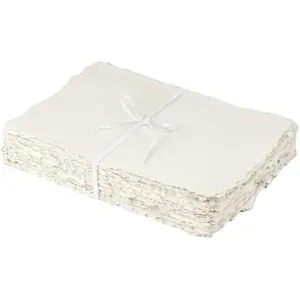 25 Sheets Watercolor Paper 400 GSM Deckled Edge Paper, 4 x 6 inch Rough Textured Handmade Paper Paper White Textured Papers for Watercolors Wedding Invitations Cards Crafts