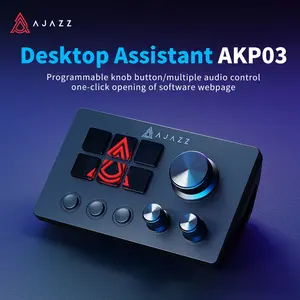 AJAZZ AKP03E Desktop Controller: Programmable knobs and buttons / Multi-audio control / One-touch control of desktop lighting / One-touch launch of software and web pages