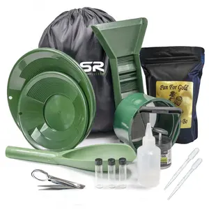 ASR Outdoor 3lb Paydirt Complete Backpack Gold Panning Kit with Mini Rubber Sluice Box, 15pc