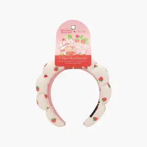 STRAWBERRY SHORTCAKE 2PC Sponge Headband with Strawberry Pattern and Pink Accents